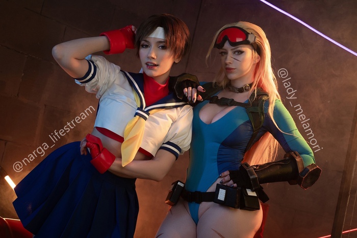 Косплей на Кэмми и Сакуру из Street Fighter от Lady Melamori и Narga - NSFW, Моё, Косплей, Lady Melamori, Street Fighter, Cammy White, Narga, Длиннопост, Фотография