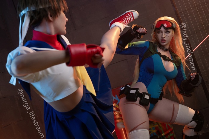 Косплей на Кэмми и Сакуру из Street Fighter от Lady Melamori и Narga - NSFW, Моё, Косплей, Lady Melamori, Street Fighter, Cammy White, Narga, Длиннопост, Фотография