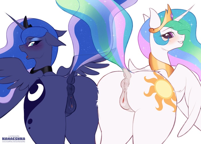 Опять битва крупцов - NSFW, My Little Pony, PonyArt, MLP Explicit, MLP anatomically correct, Princess Celestia, Princess Luna