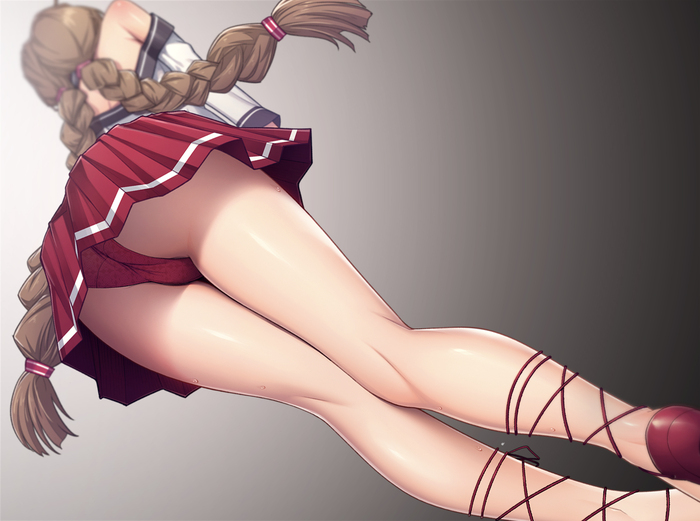 O C - NSFW, Anime art, Anime, Original character, Girls, Booty, Pantsu, Upskirt, Bottom view