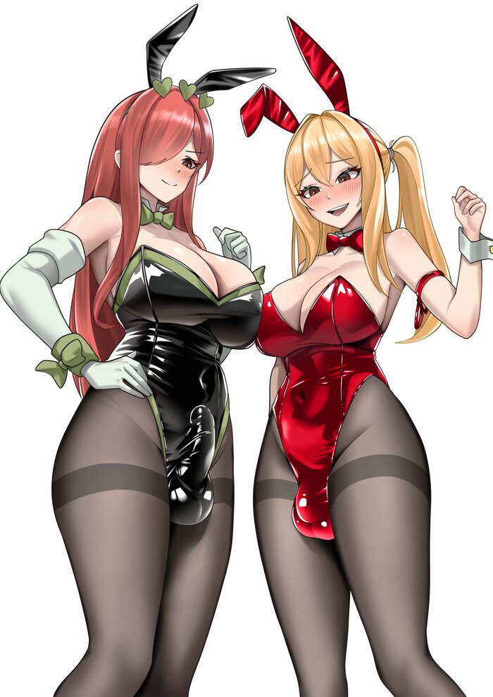 Girlfriends - NSFW, Erotic, Hand-drawn erotica, Futanari, Futa art, Futa Bulge, Bunnysuit