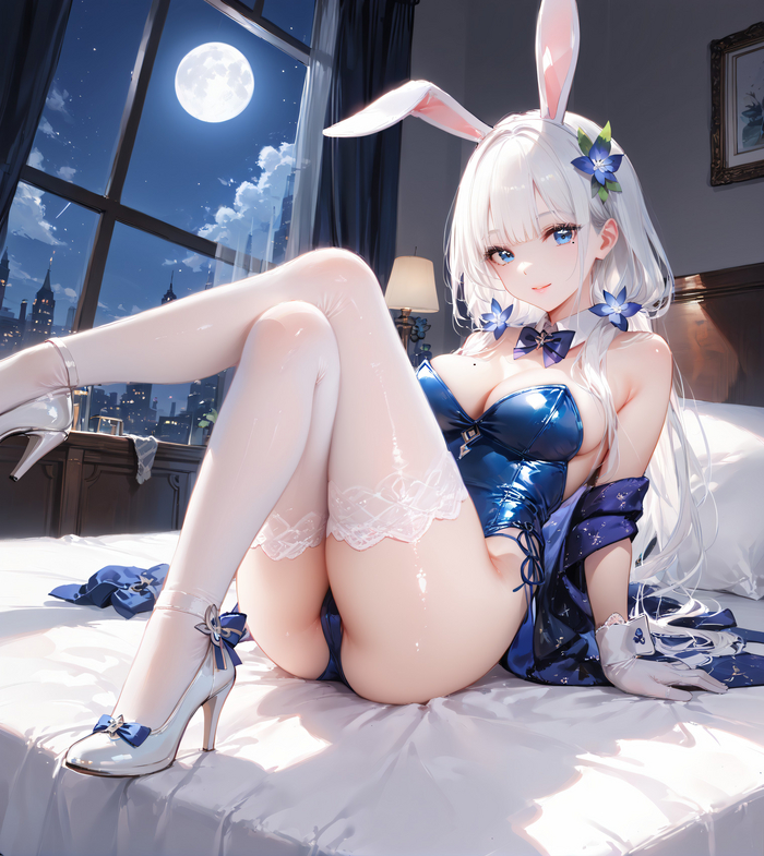 Illustrious Bunny Girl - NSFW, Anime Art, Аниме, Azur Lane, Illustrious (Azur Lane), Bunnysuit, Арты нейросетей