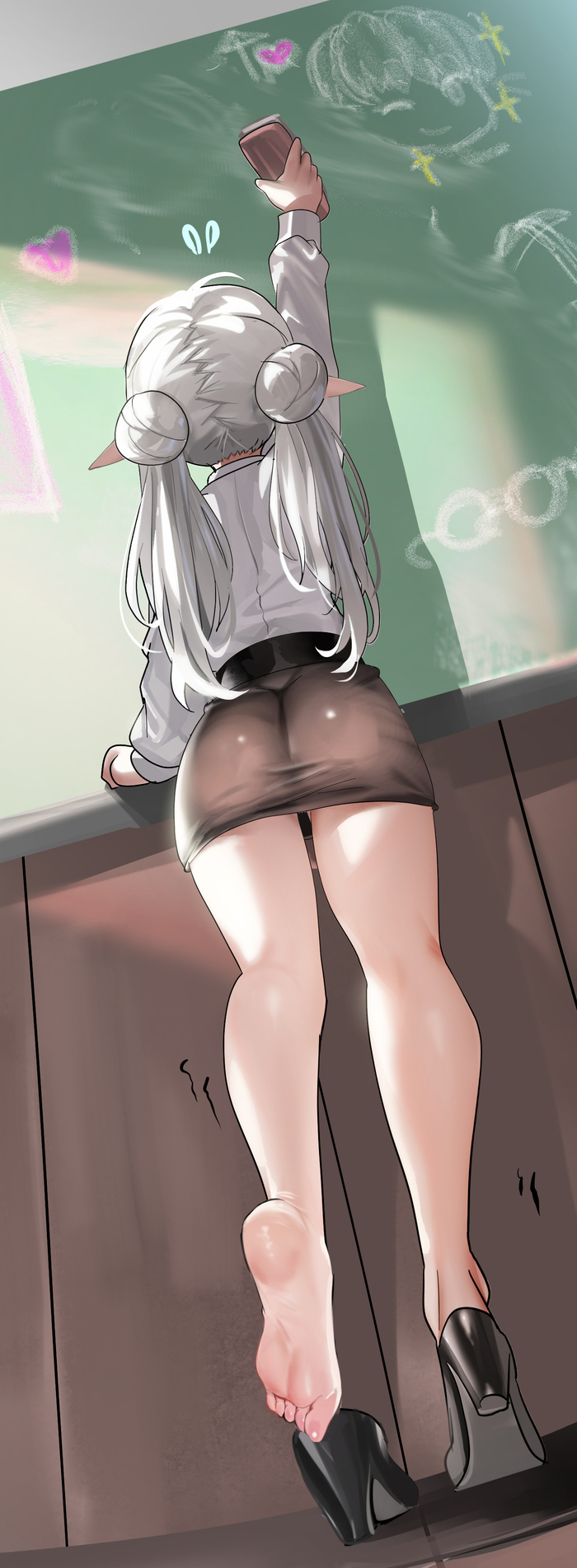 There is not enough growth - NSFW, Anime, Anime art, Frieren, Sousou no Frieren, Elves, Teacher, Pantsu, Booty, Art, Shoes, Legs, Longpost