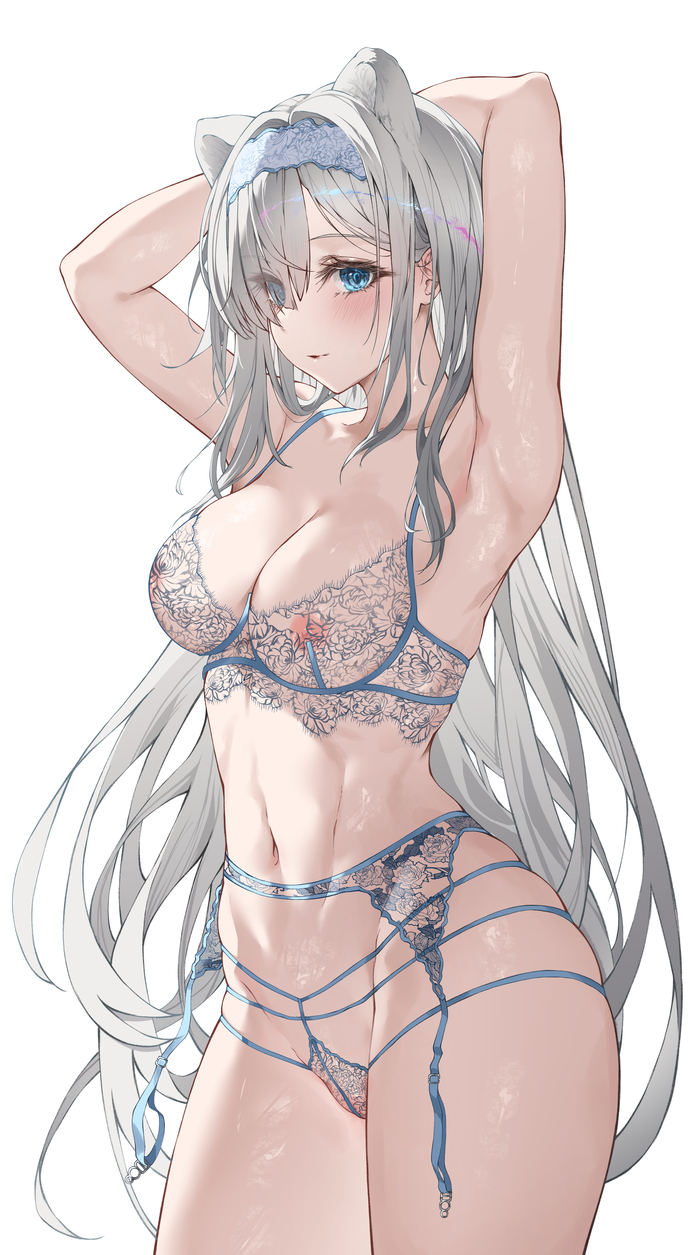 Aurora - NSFW, Art, Anime, Anime art, Arknights, Aurora (Arknights), Boobs, Pantsu, Underwear, Animal ears, Hand-drawn erotica, Erotic, Dlnk