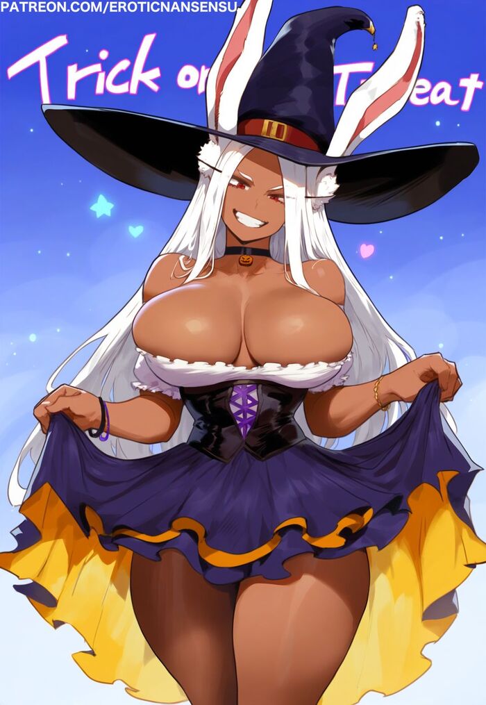 Continuation of the Halloween post - NSFW, Eroticnansensu, Art, Hand-drawn erotica, Erotic, Extra thicc, Anime, Anime art, Boku no hero academia, Miruko, Animal ears, Tail, Muscleart, Reply to post, Longpost