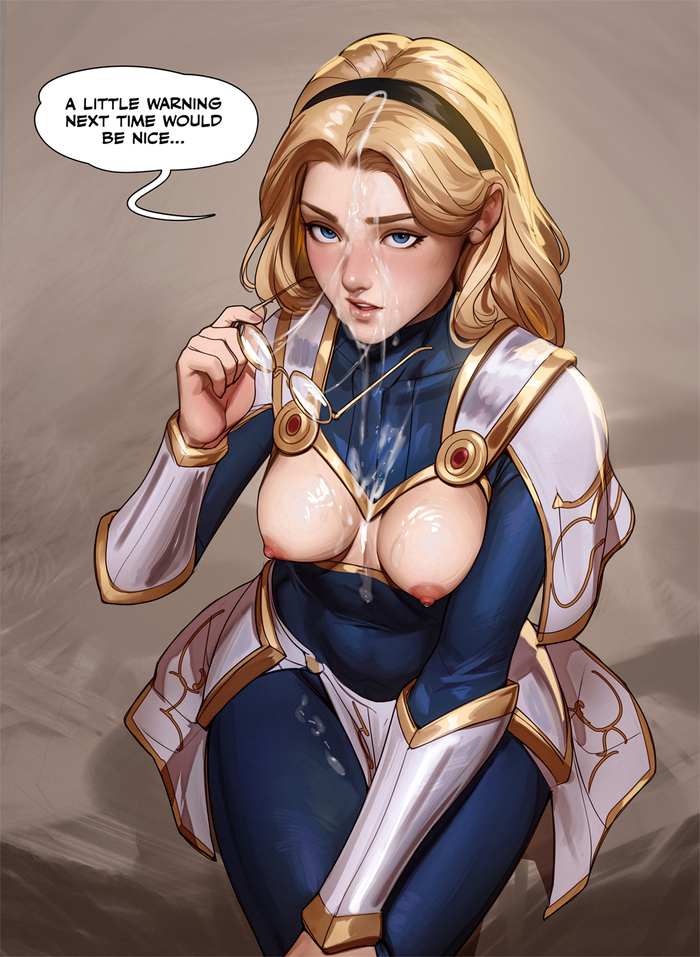 Warn Next Time - NSFW, Tarakanovich, Art, Hand-drawn erotica, Erotic, League of legends, Lux (LoL), Game art, Sperm, Kamshot, 18+