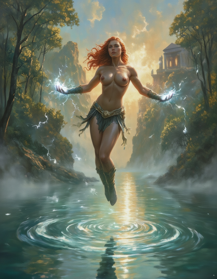 Levitation - 18+, Neural network art, Art, Girls, Erotic, Boobs, Levitation, Redheads, NSFW