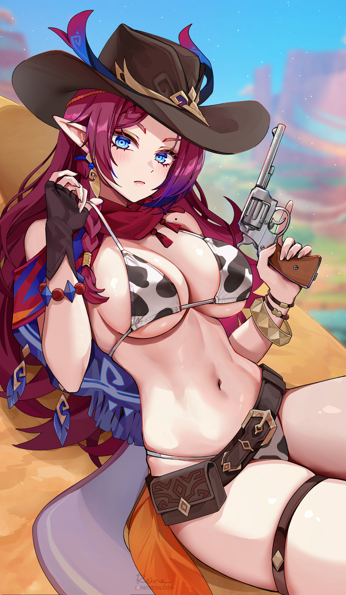 Chasca - 18+, Genshin impact, Chasca (Genshin Impact), Art, Girls, Games, Anime art, Anime, Foxyreine, Bikini, NSFW