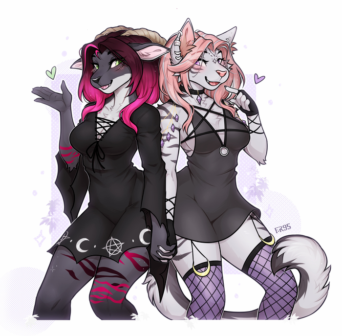 Mia & Ixi - 18+, Furry, Anthro, Art, Furotica, Furry cat, Furry goat, f-R95, NSFW