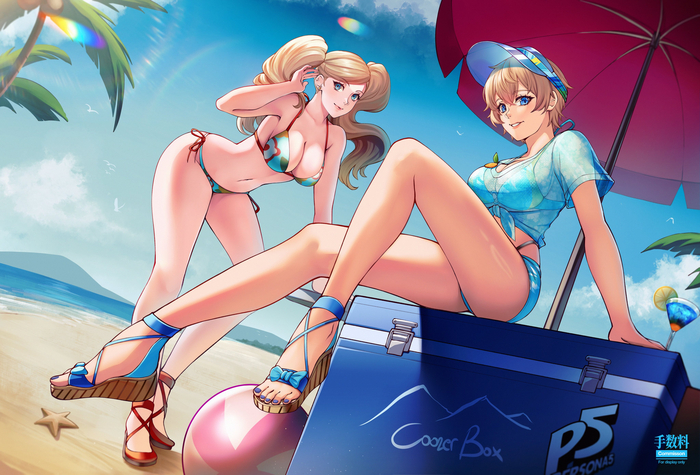 On the beach - 18+, Anime art, Anime, Games, Persona, Persona 5, Ann takamaki, NSFW