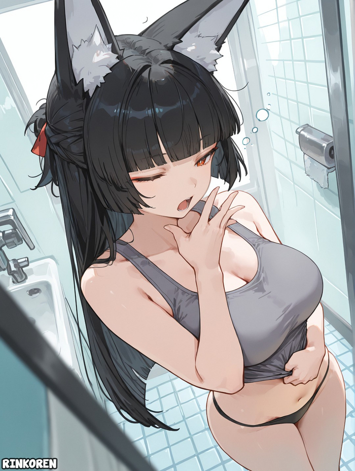 Miyabi - 18+, Anime art, Zenless Zone Zero, Hoshimi Miyabi (zzz), Animal ears, Neural network art, NSFW