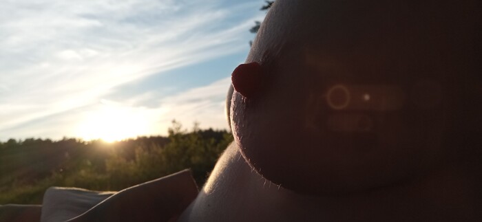 The sun - NSFW, My, Summer, Boobs, No face, Nipples