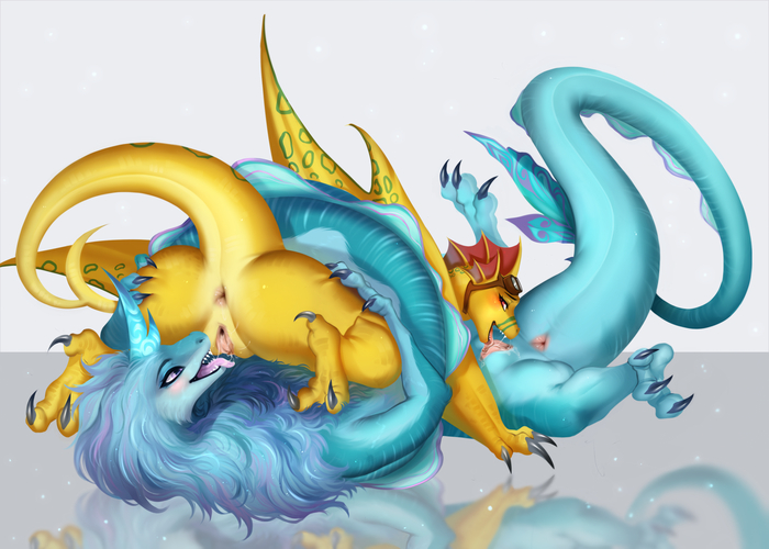 Sisu and Adine - NSFW, Art, Wyvern, Chinese dragon, Furotica, Labia, Yiff, Digital drawing, The Dragon, Sisu, Adine, Zenvist