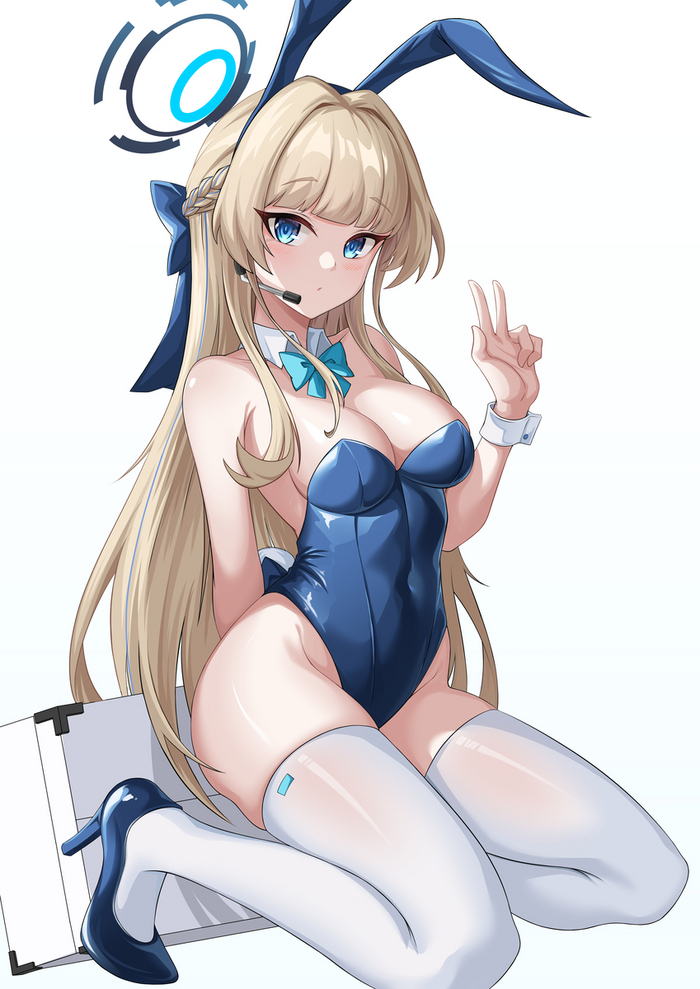 Bunny Toki - NSFW, Anime, Anime art, Blue archive, Asuma Toki, Bunnysuit, Stockings, High heels