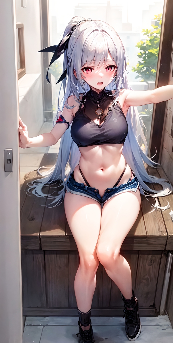 Цзинлю - NSFW, Jingliu (Honkai: Star Rail), Арты нейросетей, Anime Art, Рисованная эротика, Honkai: Star Rail, Ляжки, Живот, Пупок