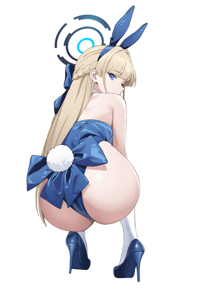 Bunny Toki - NSFW, Anime, Anime art, Blue archive, Asuma Toki, Bunnysuit, Bunny tail, Booty, Stockings, High heels