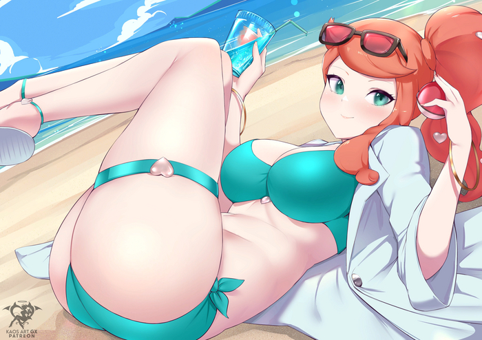 Соня - NSFW, Anime Art, Аниме, Купальник, Pokemon Sword and Shield, Покемоны, Sonia