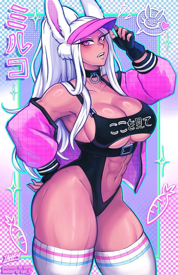 Miruko - NSFW, Iahfy, Art, Anime, Anime art, Hand-drawn erotica, Boku no hero academia, Miruko, Muscleart, Animal ears, Strong girl