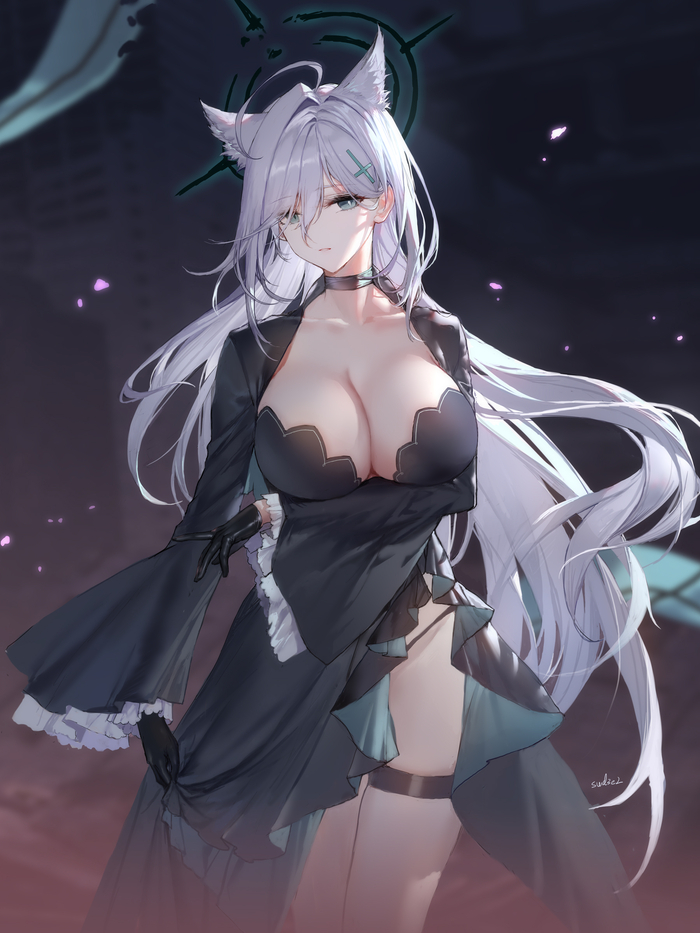 Sunaookami Shiroko - NSFW, Anime, Anime art, Girls, Art, Hand-drawn erotica, Animal ears, Games, Sunaookami shiroko, Shiroko Terror, Blue archive