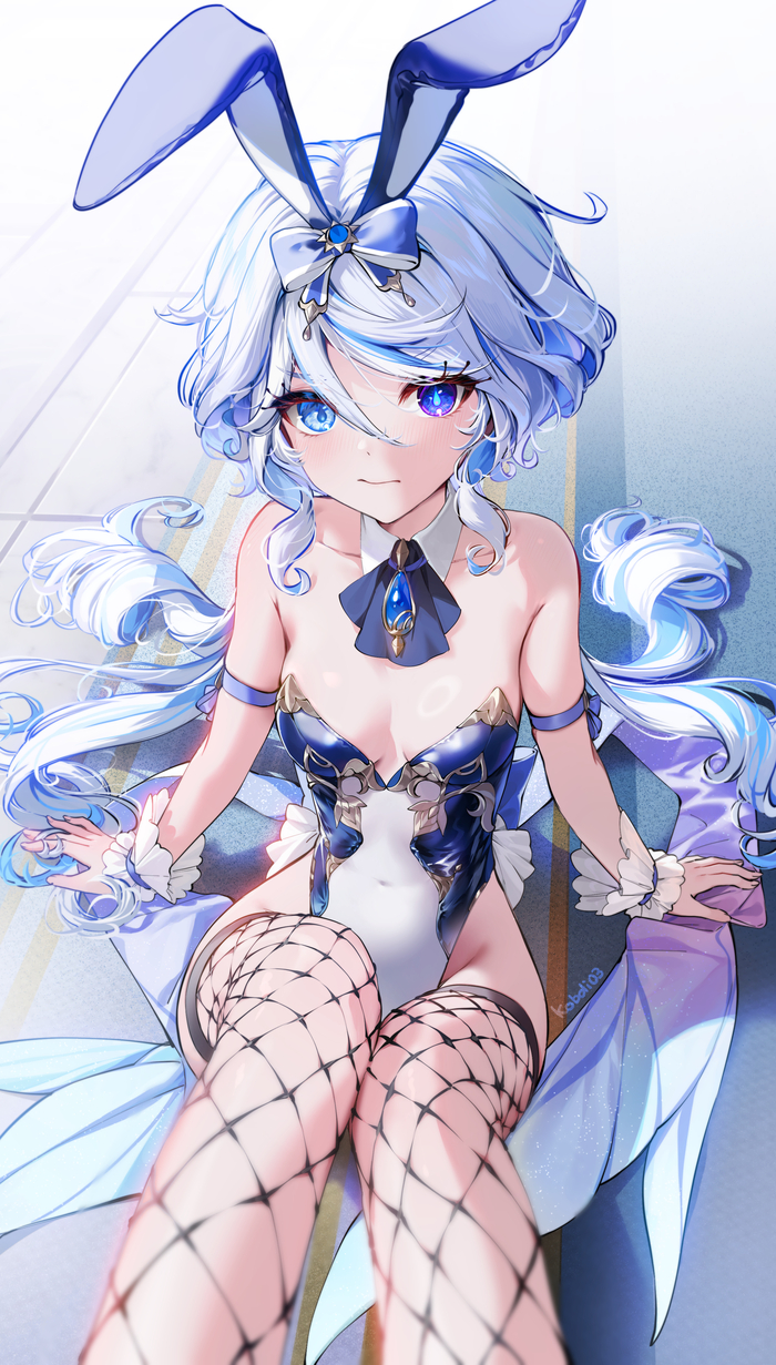 Furina - NSFW, Genshin Impact, Furina, Focalors, Арт, Девушки, Игры, Аниме, Bunnysuit, Anime Art