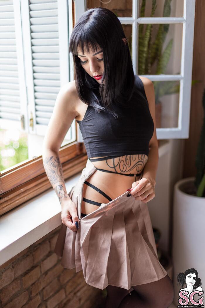 Susiemoon - Frankie - NSFW, Girls, Erotic, Boobs, Booty, Without underwear, Topless, Nudity, Strip, Stockings, Girl with tattoo, Suicide girls, Hips, Longpost, No bra