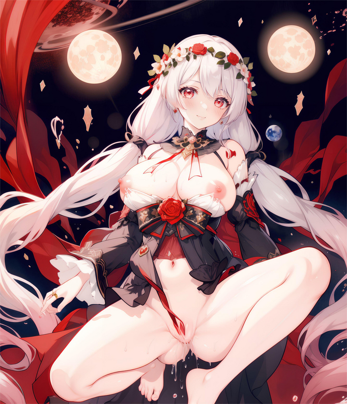 Theresa - NSFW, Anime art, Anime, Game art, Honkai Impact, Red eyes, Hand-drawn erotica, Neural network art