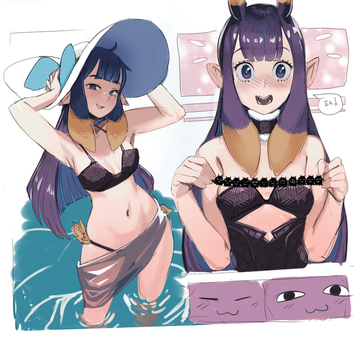 Ina - NSFW, Art, Anime, Anime art, Hand-drawn erotica, Hololive, Ninomae Inanis, Swimsuit