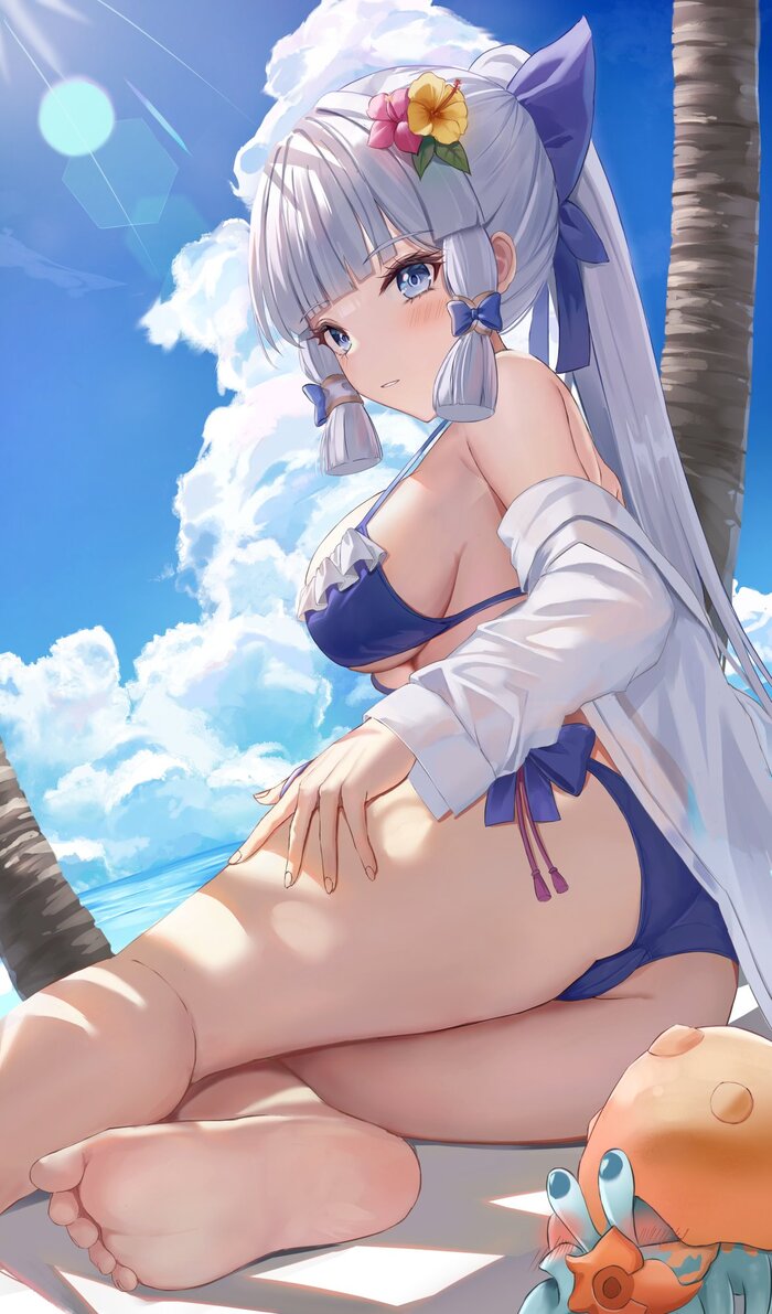 Ayaka - NSFW, Anime art, Anime, Kamisato Ayaka, Genshin impact, Beach, Cancer hermit, Kamisato Ayaka (Genshin Impact)