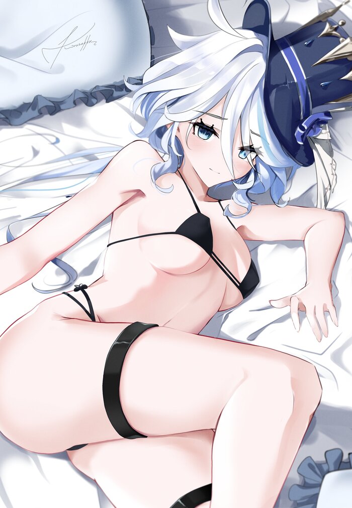 Furina - NSFW, Genshin impact, Furina (Genshin Impact), Art, Girls, Anime, Anime art, Hand-drawn erotica, Twitter (link), Games