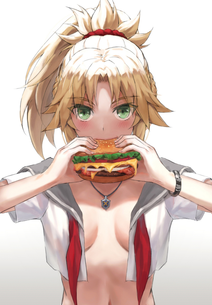 Mordred - NSFW, Аниме, Anime Art, Арт, Девушки, Mordred, Fate, Tonee, Бургер, Twitter (ссылка)