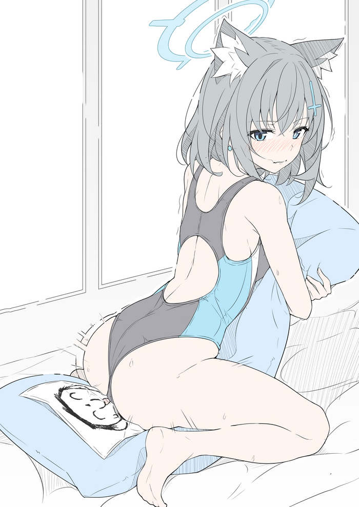 Continuation of the post Sunaookami Shiroko - NSFW, Anime, Anime art, Art, Girls, Sunaookami shiroko, Games, Animal ears, T1kosewad, Twitter (link), Swimsuit, Reply to post, Blue archive